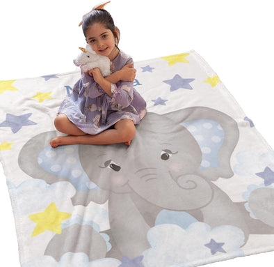 Adorable Personalized Little Elephant Gift Blanket – Customized for Kids, Grandkids, Toddlers | Perfect for Christmas, Birthdays, Children's Day | Ultra-Soft Warm Bed Blanket | Cozy Fleece Woven Design