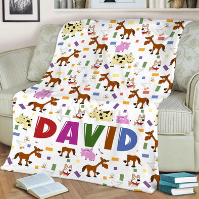 our Little One in Love: Personalized Kids' Name Blanket - Perfect Gift from Loved Ones for Birthdays, Holidays, and Special Occasions! Adorned with Adorable Animal Designs and Customized with Your Child's Name, Printed in the USA