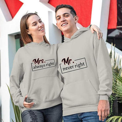 Mr. Never Right Mrs. Always Right, Pullover Hoodies, For Couples