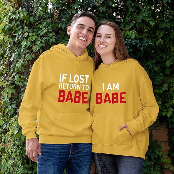 If Lost Return To Babe, Pullover Hoodies, For Couples, Matching Hoodies for Couples