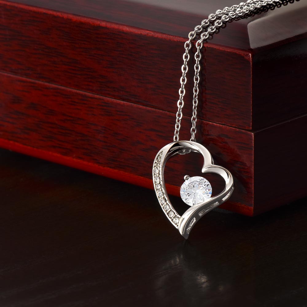 Customized Silver Heart Necklace, Pendant With Message Card, Forever love Necklace, Couple Gifts, Custom Gifts ForWife, Jewelry From Husband To wife