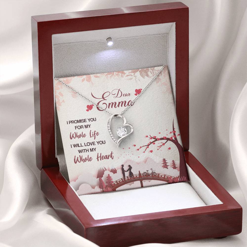 Customized Silver Heart Necklace, Pendant With Message Card, Forever love Necklace, Couple Gifts, Custom Gifts ForWife, Jewelry From Husband To wife