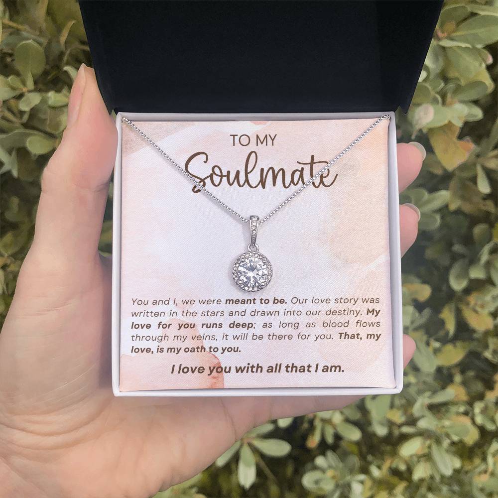 TO MY SOULMATE, ETERNAL HOPE NECKLACE, UNIQUE GIFT WITH MESSAGE CARD, ANNIVERSARY AND BIRTHDAY GIFT HER, NECKLACE JEWELERY