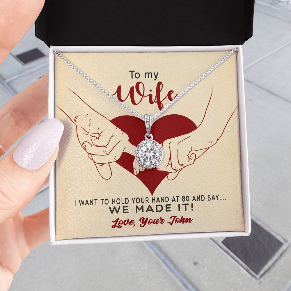 TO MY WIFE, ETERNAL HOPE NECKLACE WITH MESSAGE CARD, CUSTOMIZE GIFT FROM HUSBAND TO WIFE, NECKLACE FOR HER