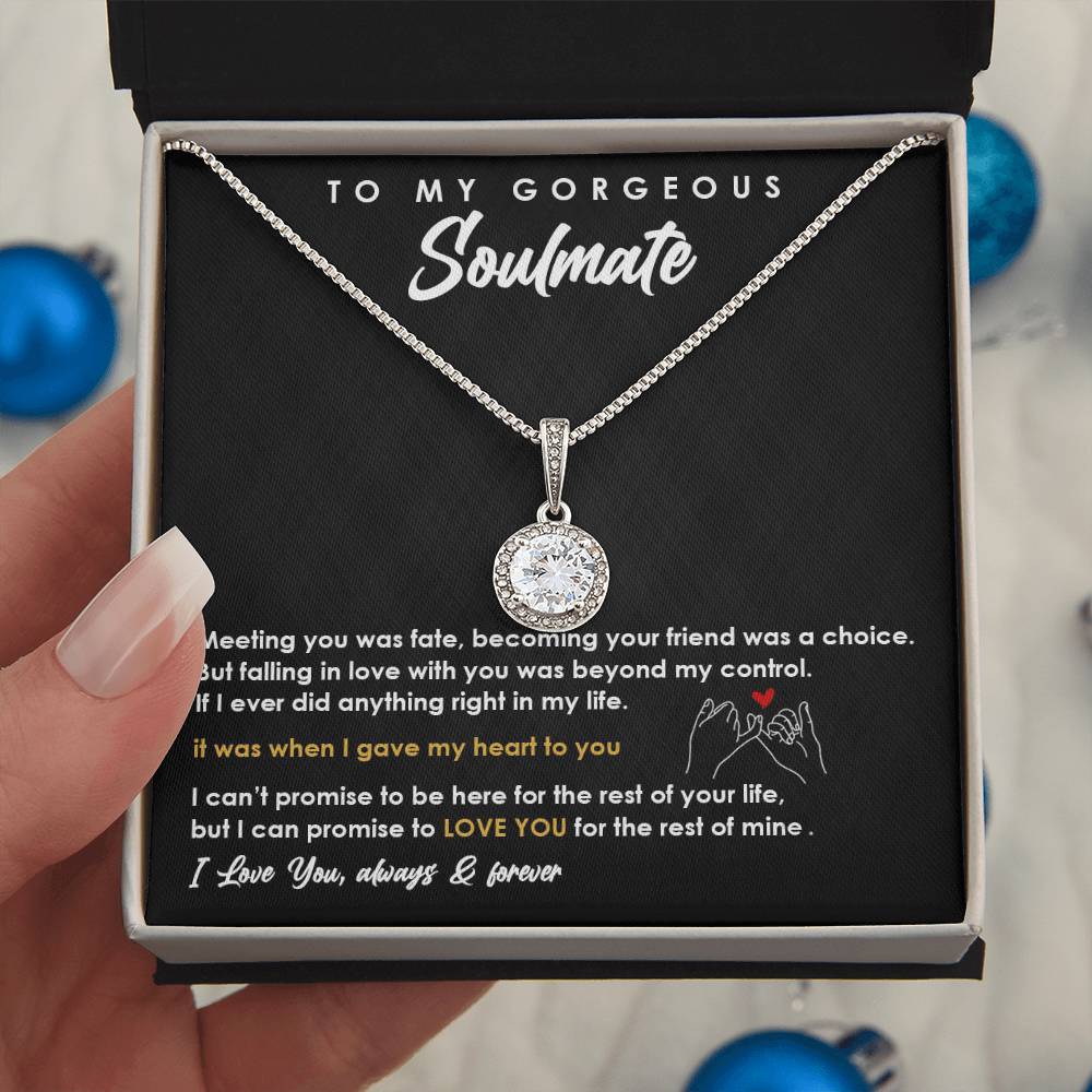 TO MY GORGEOUS SOULMATE, ETERNAL HOPE NECKLACE, UNIQUE GIFT WITH FOR MESSAGE CARD, ANNIVERSARY AND BIRTHDAY GIFT HER, ALWAYS AND FOREVER