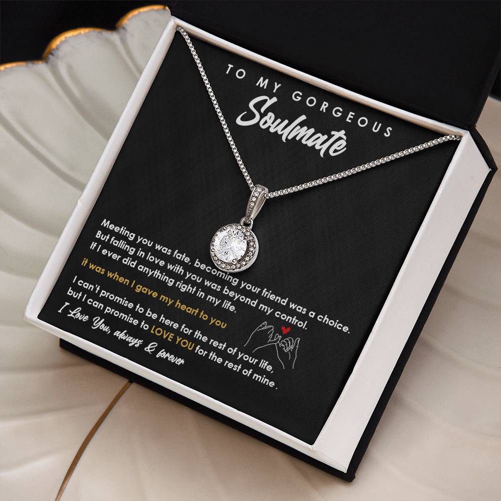 TO MY GORGEOUS SOULMATE, ETERNAL HOPE NECKLACE, UNIQUE GIFT WITH FOR MESSAGE CARD, ANNIVERSARY AND BIRTHDAY GIFT HER, ALWAYS AND FOREVER