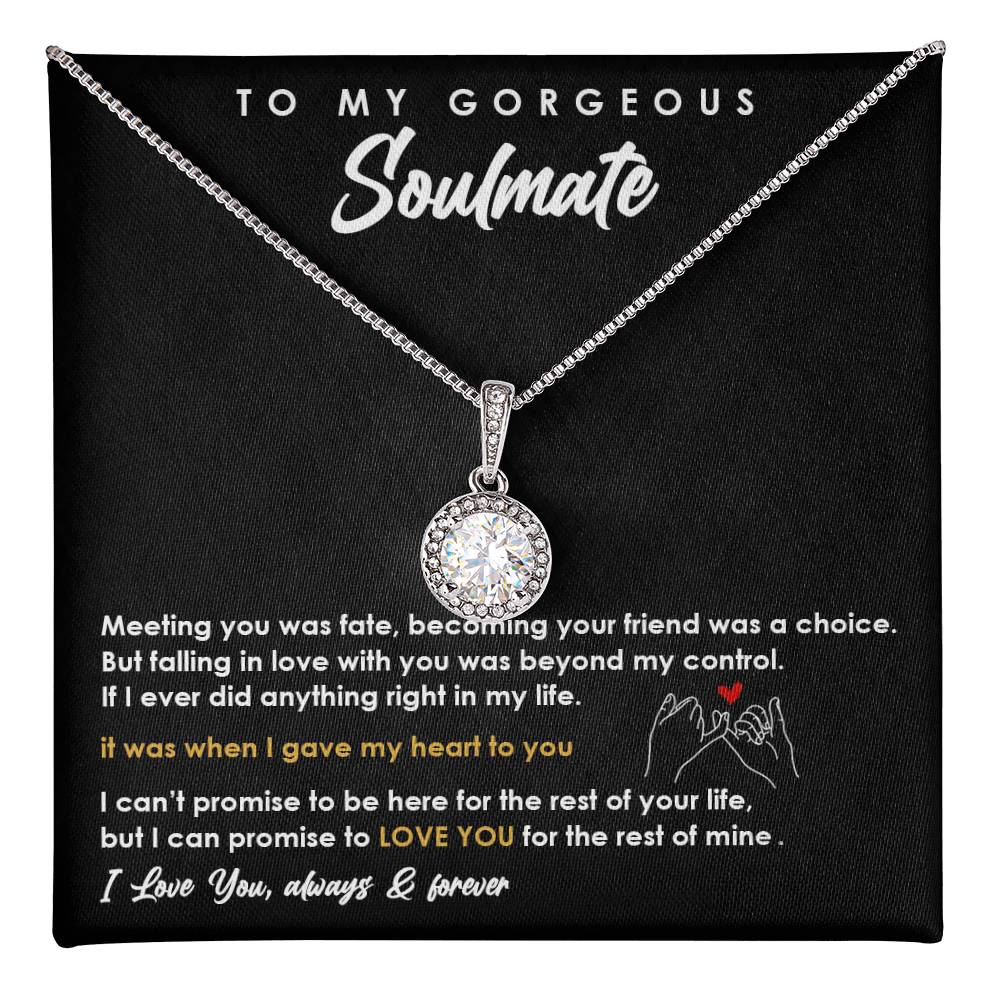 TO MY GORGEOUS SOULMATE, ETERNAL HOPE NECKLACE, UNIQUE GIFT WITH FOR MESSAGE CARD, ANNIVERSARY AND BIRTHDAY GIFT HER, ALWAYS AND FOREVER