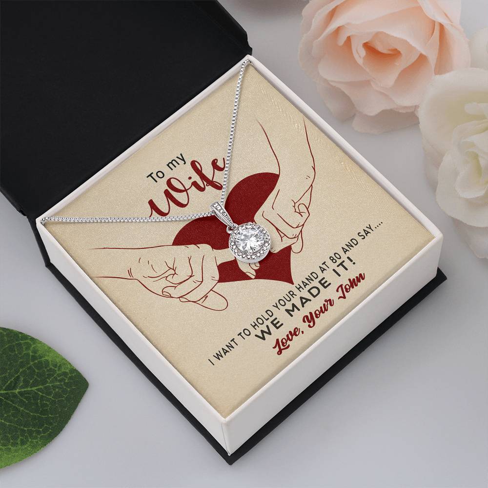 TO MY WIFE, ETERNAL HOPE NECKLACE WITH MESSAGE CARD, CUSTOMIZE GIFT FROM HUSBAND TO WIFE, NECKLACE FOR HER