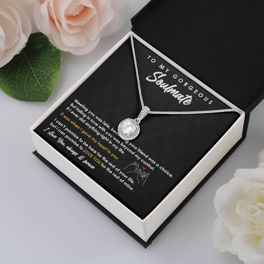 TO MY GORGEOUS SOULMATE, ETERNAL HOPE NECKLACE, UNIQUE GIFT WITH FOR MESSAGE CARD, ANNIVERSARY AND BIRTHDAY GIFT HER, ALWAYS AND FOREVER