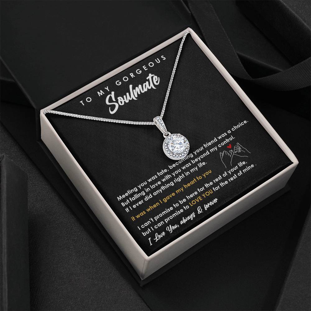 TO MY GORGEOUS SOULMATE, ETERNAL HOPE NECKLACE, UNIQUE GIFT WITH FOR MESSAGE CARD, ANNIVERSARY AND BIRTHDAY GIFT HER, ALWAYS AND FOREVER