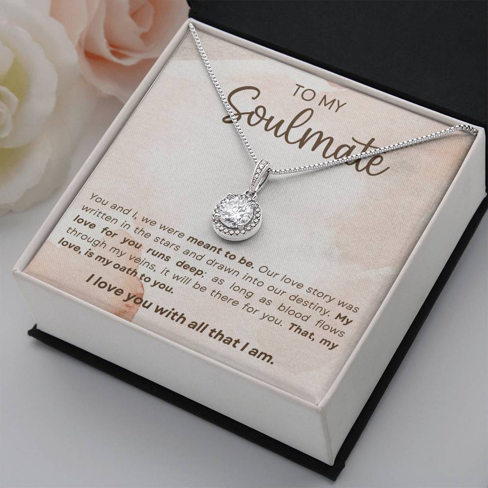 TO MY SOULMATE, ETERNAL HOPE NECKLACE, UNIQUE GIFT WITH MESSAGE CARD, ANNIVERSARY AND BIRTHDAY GIFT HER, NECKLACE JEWELERY