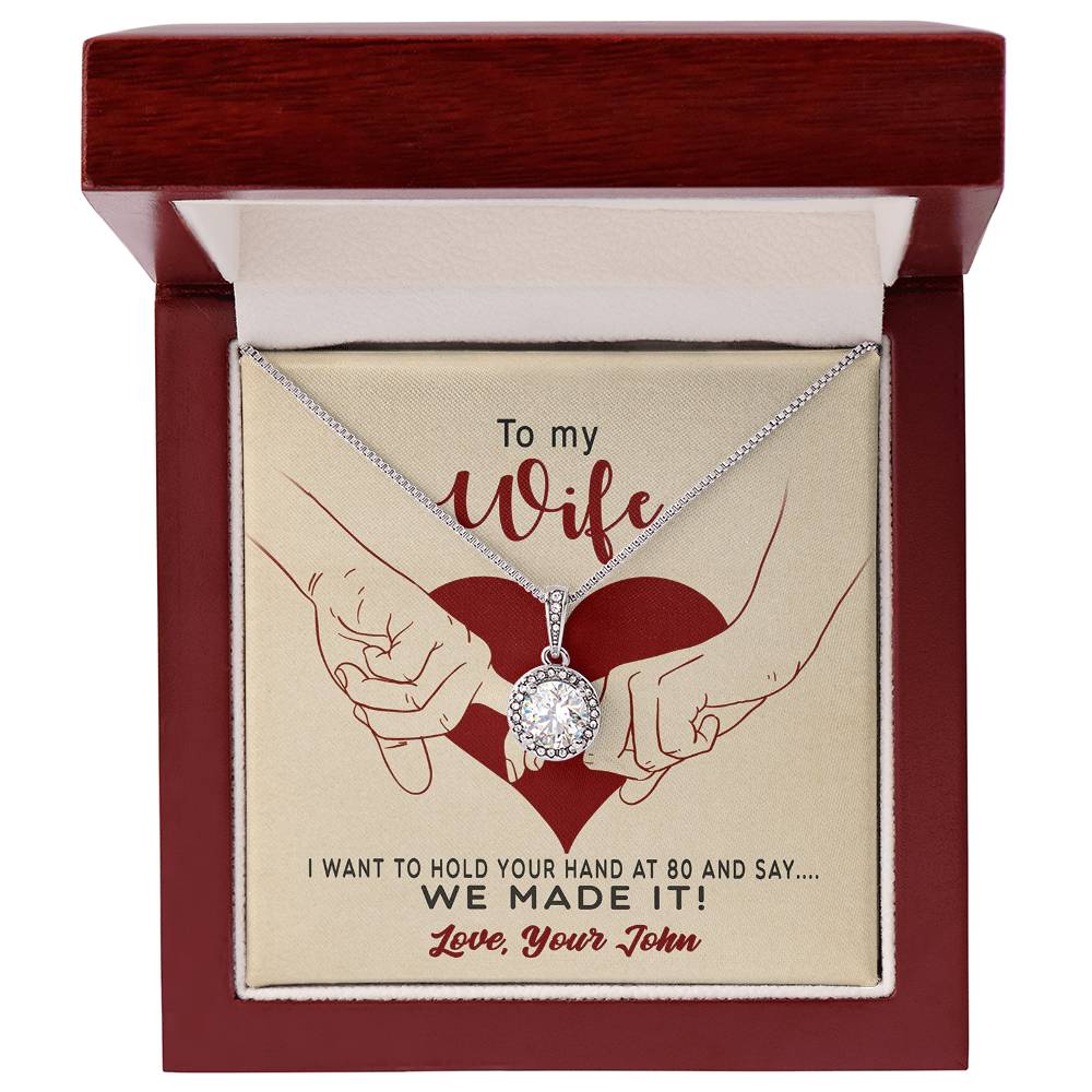 TO MY WIFE, ETERNAL HOPE NECKLACE WITH MESSAGE CARD, CUSTOMIZE GIFT FROM HUSBAND TO WIFE, NECKLACE FOR HER