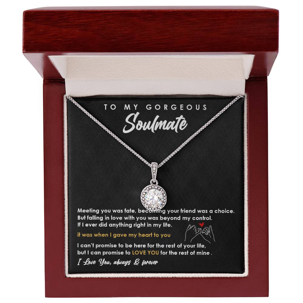 TO MY GORGEOUS SOULMATE, ETERNAL HOPE NECKLACE, UNIQUE GIFT WITH FOR MESSAGE CARD, ANNIVERSARY AND BIRTHDAY GIFT HER, ALWAYS AND FOREVER