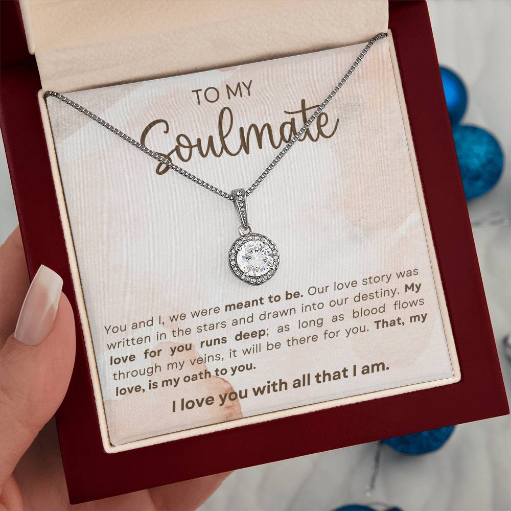 TO MY SOULMATE, ETERNAL HOPE NECKLACE, UNIQUE GIFT WITH MESSAGE CARD, ANNIVERSARY AND BIRTHDAY GIFT HER, NECKLACE JEWELERY