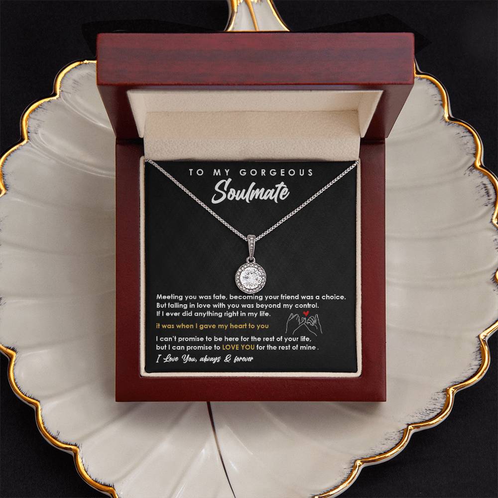 TO MY GORGEOUS SOULMATE, ETERNAL HOPE NECKLACE, UNIQUE GIFT WITH FOR MESSAGE CARD, ANNIVERSARY AND BIRTHDAY GIFT HER, ALWAYS AND FOREVER