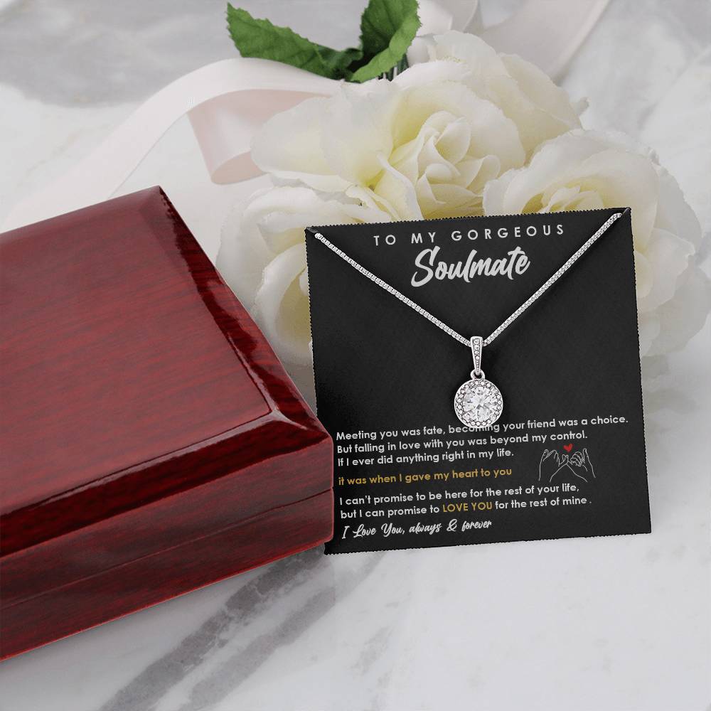 TO MY GORGEOUS SOULMATE, ETERNAL HOPE NECKLACE, UNIQUE GIFT WITH FOR MESSAGE CARD, ANNIVERSARY AND BIRTHDAY GIFT HER, ALWAYS AND FOREVER