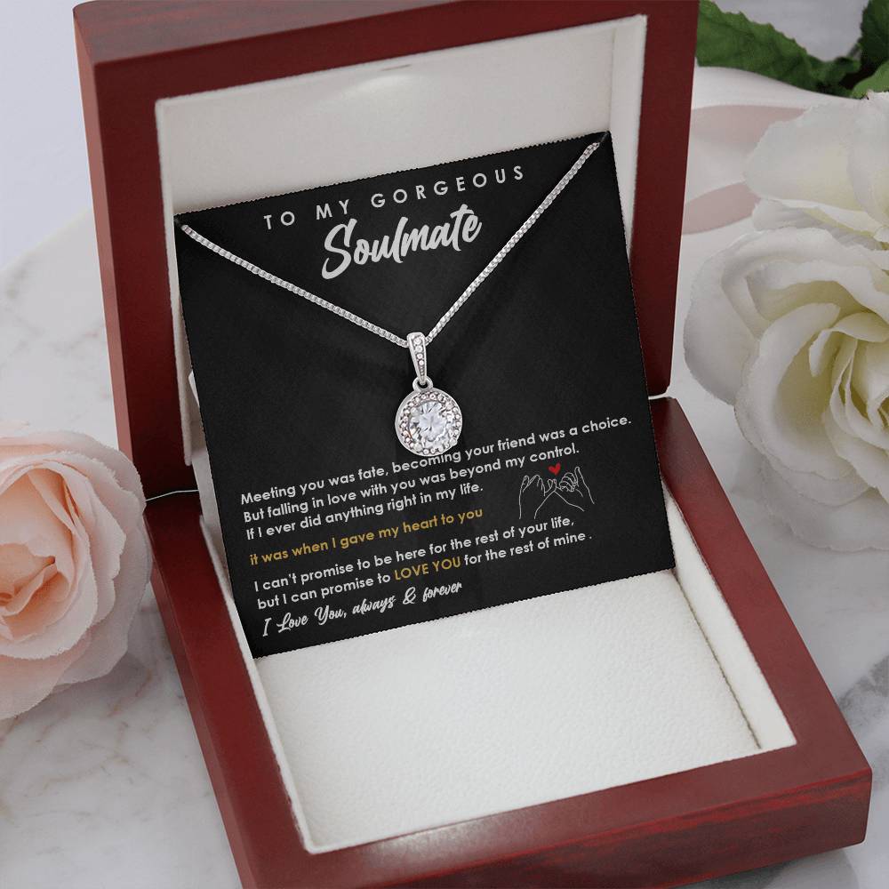 TO MY GORGEOUS SOULMATE, ETERNAL HOPE NECKLACE, UNIQUE GIFT WITH FOR MESSAGE CARD, ANNIVERSARY AND BIRTHDAY GIFT HER, ALWAYS AND FOREVER