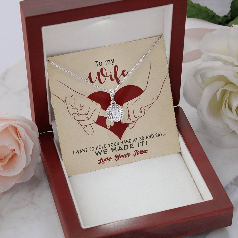 TO MY WIFE, ETERNAL HOPE NECKLACE WITH MESSAGE CARD, CUSTOMIZE GIFT FROM HUSBAND TO WIFE, NECKLACE FOR HER