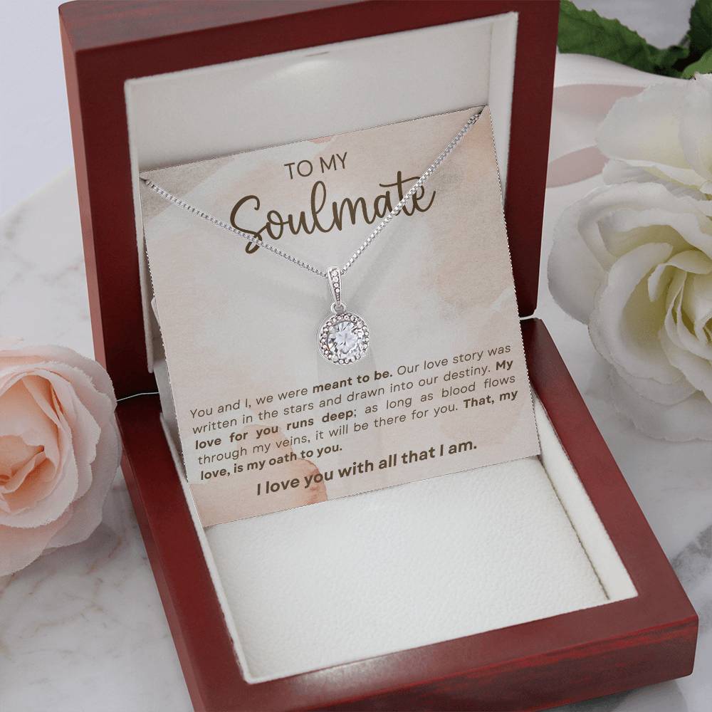 TO MY SOULMATE, ETERNAL HOPE NECKLACE, UNIQUE GIFT WITH MESSAGE CARD, ANNIVERSARY AND BIRTHDAY GIFT HER, NECKLACE JEWELERY