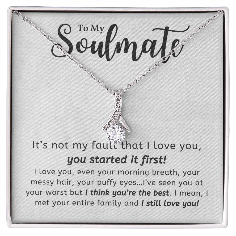 TO MY SOULMATE, ALLURING BEAUTY NECKLACE, NECKLACE WITH MESSAGE CARD, UNIQUE GIFT FOR HER