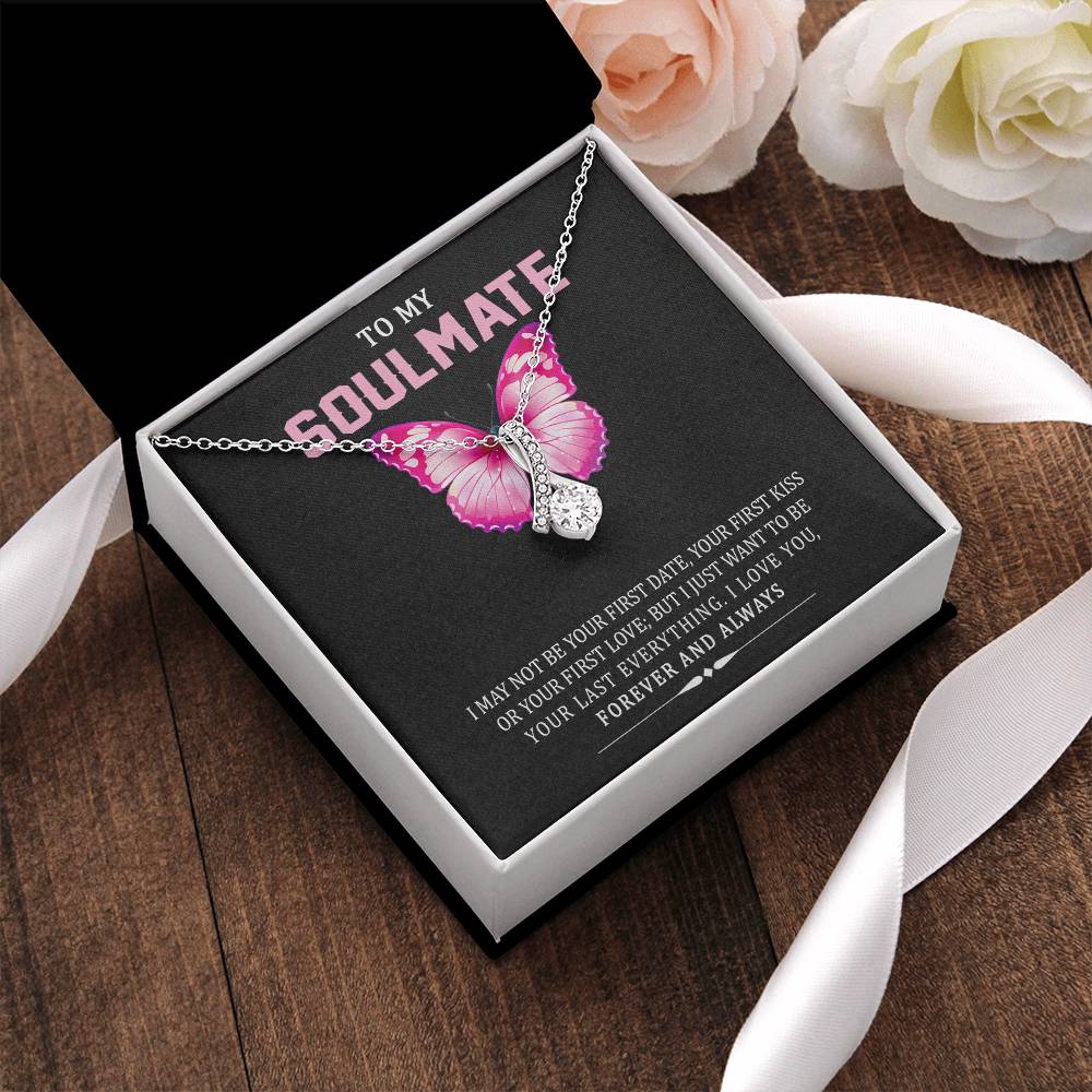 TO MY SOULMATE, ALLURING BEAUTY NECKLACE WITH MESSAGE CARD, NECKLACE JEWELRY FOR HER, BIRTHDAY, ANNIVERSAY AND VALENTINE DAY GIFT FOR HER