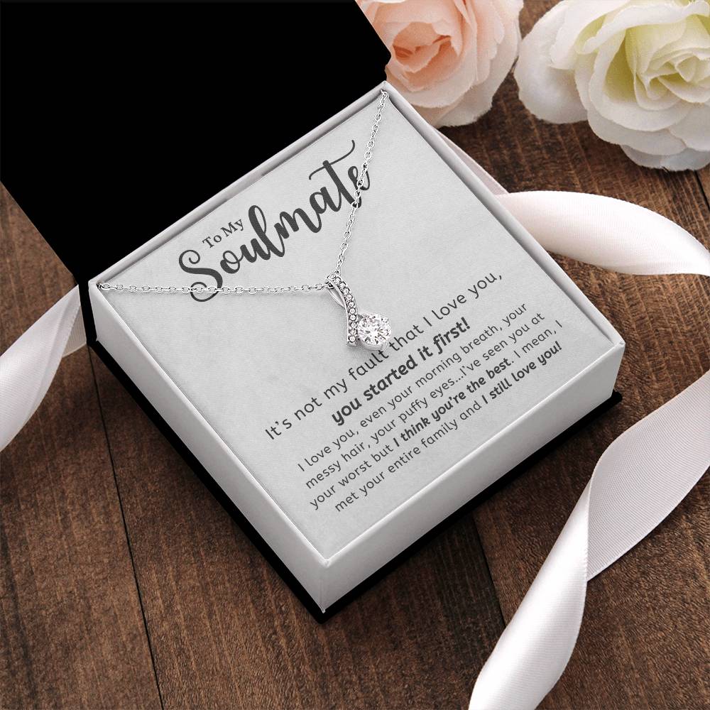 TO MY SOULMATE, ALLURING BEAUTY NECKLACE, NECKLACE WITH MESSAGE CARD, UNIQUE GIFT FOR HER