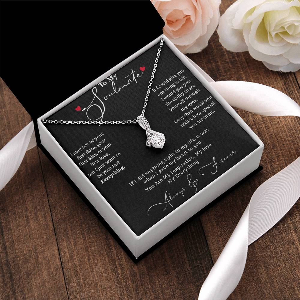 ALLURING BEAUTY NECKLACE, TO MY SOULMATE WITH BEAUTIFUL MESSAGE CARD, GIFT FOR BIRTHDAY AND ANNIVERSAY, NECKLACE FROM HUSBAND/BOYFRIEND