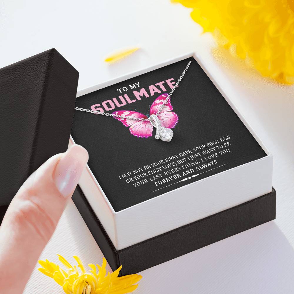 TO MY SOULMATE, ALLURING BEAUTY NECKLACE WITH MESSAGE CARD, NECKLACE JEWELRY FOR HER, BIRTHDAY, ANNIVERSAY AND VALENTINE DAY GIFT FOR HER