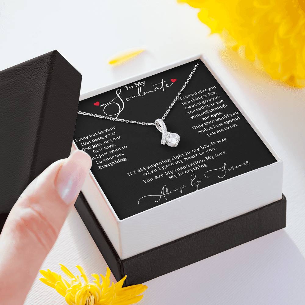 ALLURING BEAUTY NECKLACE, TO MY SOULMATE WITH BEAUTIFUL MESSAGE CARD, GIFT FOR BIRTHDAY AND ANNIVERSAY, NECKLACE FROM HUSBAND/BOYFRIEND