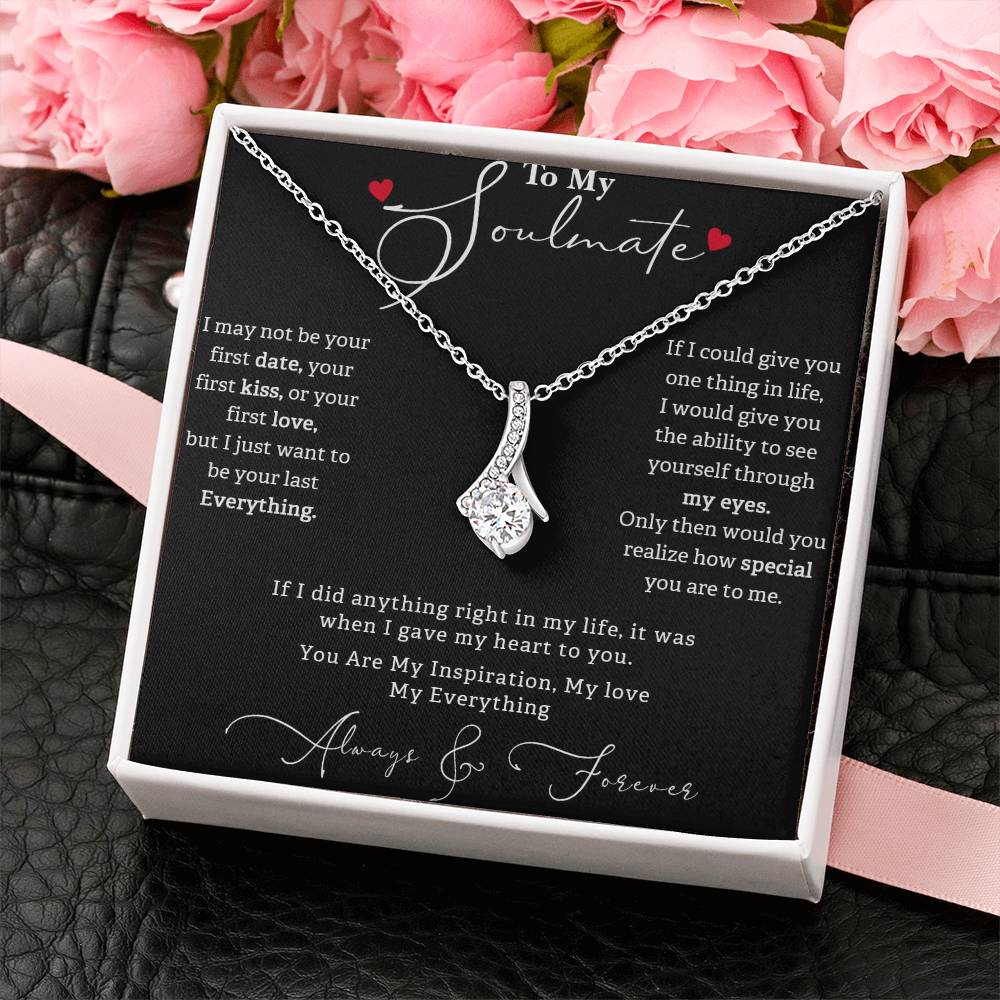 ALLURING BEAUTY NECKLACE, TO MY SOULMATE WITH BEAUTIFUL MESSAGE CARD, GIFT FOR BIRTHDAY AND ANNIVERSAY, NECKLACE FROM HUSBAND/BOYFRIEND