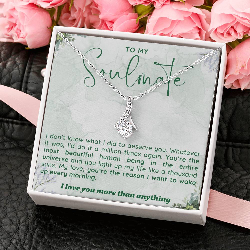 TO MY SOULMATE, ALLURING BEAUTY NECKLACE WITH MESSAGE CARD, UNIQUE GIFT FOR HER, BIRTHDAY, VALENTINE AND ANNIVERSARY GIFT FOR GIRLFRIEND/WIFE