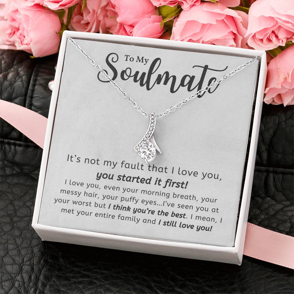 TO MY SOULMATE, ALLURING BEAUTY NECKLACE, NECKLACE WITH MESSAGE CARD, UNIQUE GIFT FOR HER