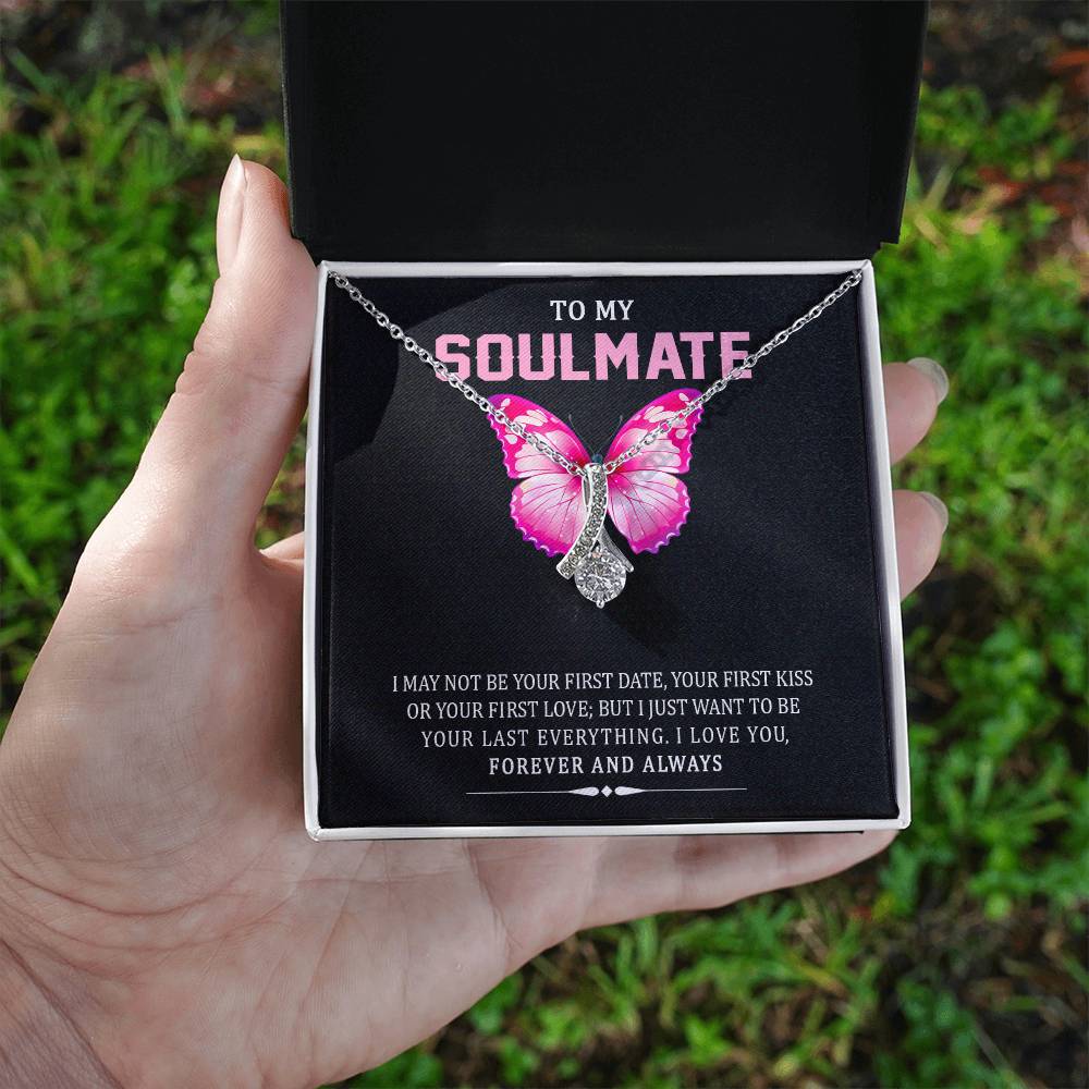 TO MY SOULMATE, ALLURING BEAUTY NECKLACE WITH MESSAGE CARD, NECKLACE JEWELRY FOR HER, BIRTHDAY, ANNIVERSAY AND VALENTINE DAY GIFT FOR HER