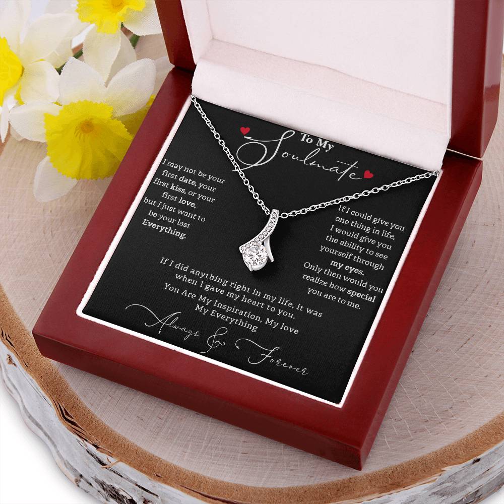 ALLURING BEAUTY NECKLACE, TO MY SOULMATE WITH BEAUTIFUL MESSAGE CARD, GIFT FOR BIRTHDAY AND ANNIVERSAY, NECKLACE FROM HUSBAND/BOYFRIEND