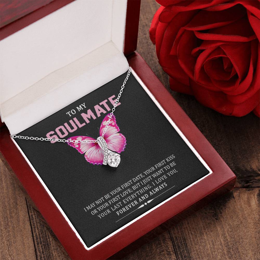 TO MY SOULMATE, ALLURING BEAUTY NECKLACE WITH MESSAGE CARD, NECKLACE JEWELRY FOR HER, BIRTHDAY, ANNIVERSAY AND VALENTINE DAY GIFT FOR HER