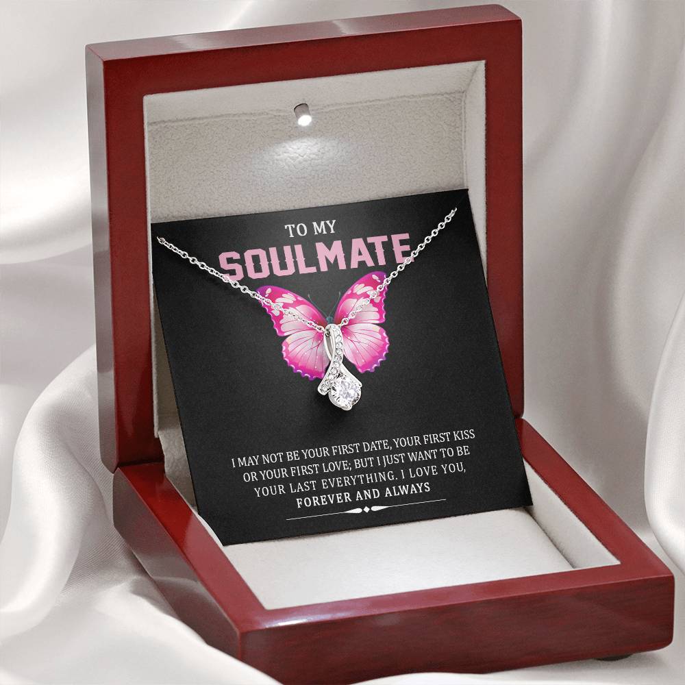 TO MY SOULMATE, ALLURING BEAUTY NECKLACE WITH MESSAGE CARD, NECKLACE JEWELRY FOR HER, BIRTHDAY, ANNIVERSAY AND VALENTINE DAY GIFT FOR HER