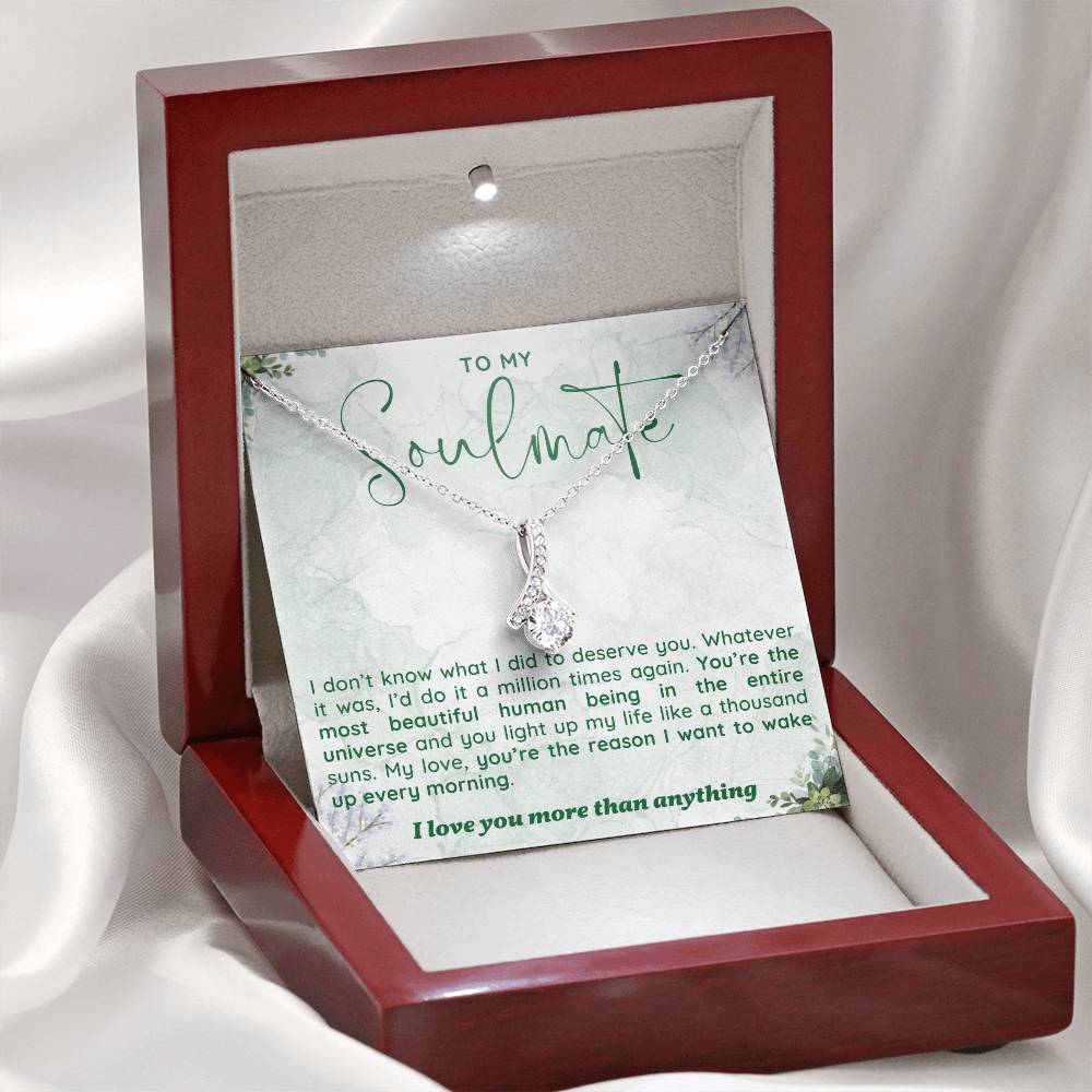 TO MY SOULMATE, ALLURING BEAUTY NECKLACE WITH MESSAGE CARD, UNIQUE GIFT FOR HER, BIRTHDAY, VALENTINE AND ANNIVERSARY GIFT FOR GIRLFRIEND/WIFE