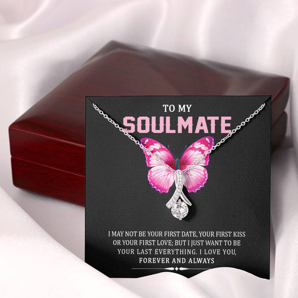 TO MY SOULMATE, ALLURING BEAUTY NECKLACE WITH MESSAGE CARD, NECKLACE JEWELRY FOR HER, BIRTHDAY, ANNIVERSAY AND VALENTINE DAY GIFT FOR HER
