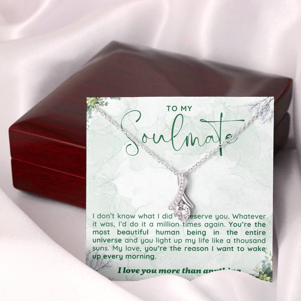 TO MY SOULMATE, ALLURING BEAUTY NECKLACE WITH MESSAGE CARD, UNIQUE GIFT FOR HER, BIRTHDAY, VALENTINE AND ANNIVERSARY GIFT FOR GIRLFRIEND/WIFE