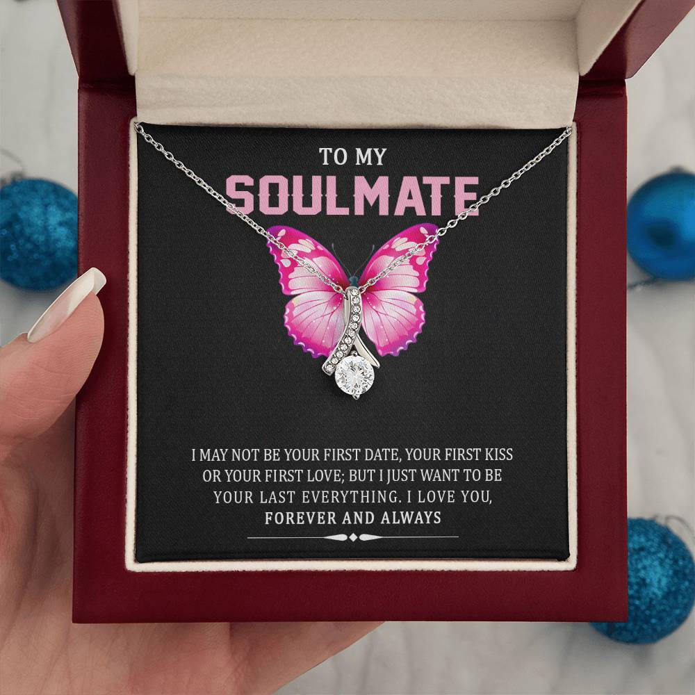 TO MY SOULMATE, ALLURING BEAUTY NECKLACE WITH MESSAGE CARD, NECKLACE JEWELRY FOR HER, BIRTHDAY, ANNIVERSAY AND VALENTINE DAY GIFT FOR HER