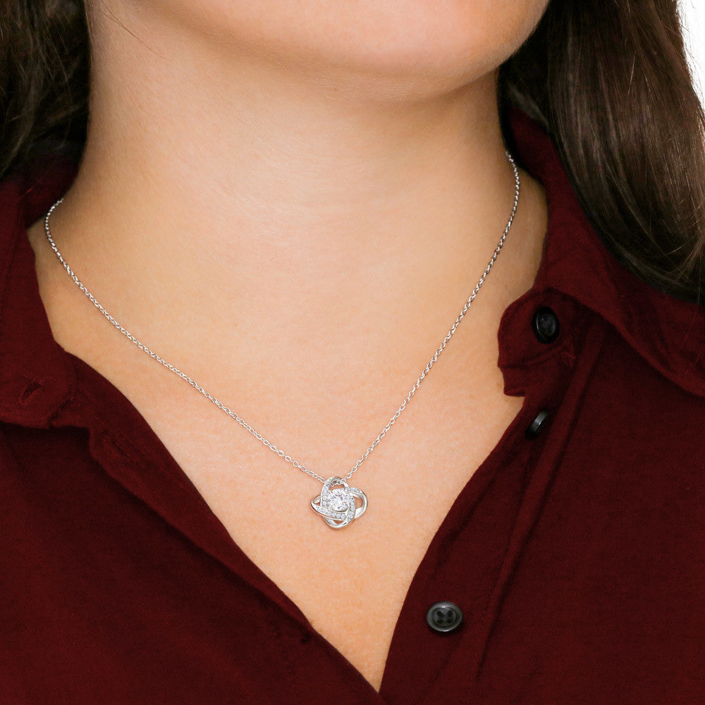 TO MY SOULMATE, LOVE KNOT NECKLACE, BEAUTIFUL GIFT FOR HER WITH MESSAGE CARD. BIRTHDAY AND ANNIVERSARY GIFT FOR HER, NECKLACE JWELERY