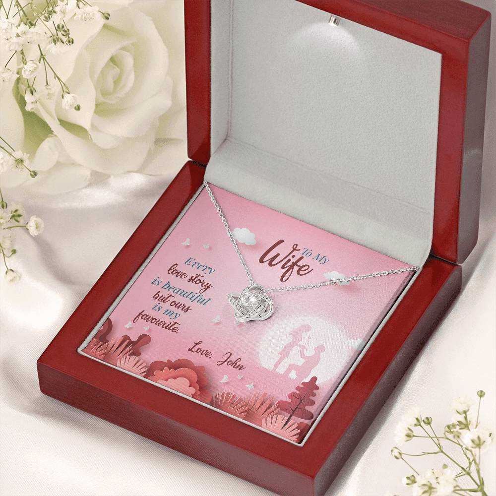 TO MY WIFE, LOVE KNOT PENDANT FOR WIFE, NECKLACE WITH BEAUTIFUL MESSAGE CARD, GIFT FOR ANNIVERSARY, BIRTHDAY, CHRISTMAS,