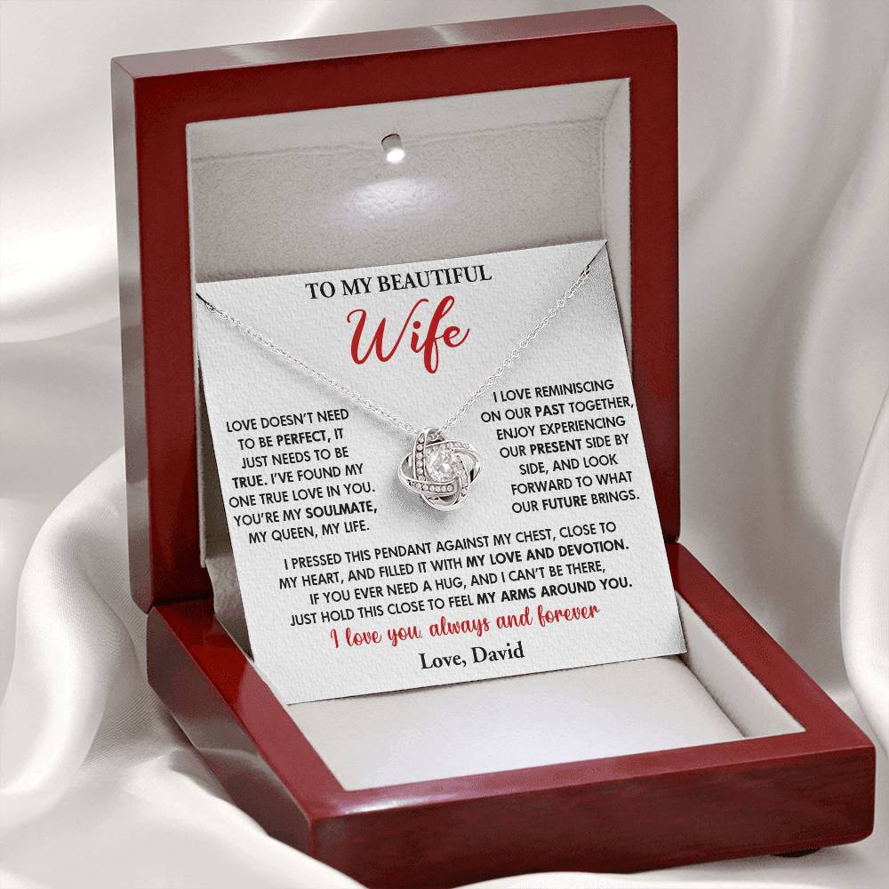 Love Knot Pendant For Wife, To My Beautiful Wife, Couple Collection, Couple Collection, Silver Pendant For Wife, Gift For Anniversary, Valentine's Day And Birthday