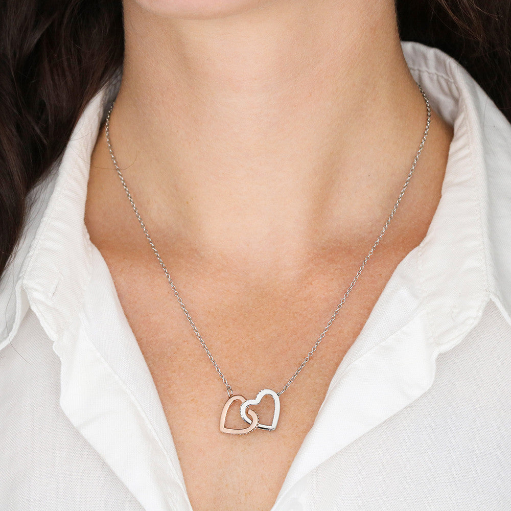TO MY SOULMATE, INTERLOCKING HEART NECKLACE WITH MESSAGE CARD, UNIQUE GIFT FOR HER, BIRTHDAY, VALENTINE AND ANNIVERSAY GIFT FOR HER FROM HUSBAND/BOYFRIEND