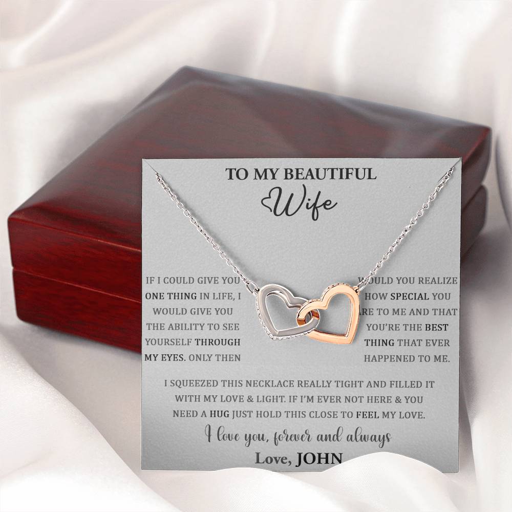I LOVE YOU, FOREVER AND ALWAYS, INTERLOCKING HEART NECKLACE WITH MESSAGE CARD, NECKLACE JEWELERY WITH MESSAGE CARD FOR HER, BIRTHDAY ANNIVERSARY GIFT