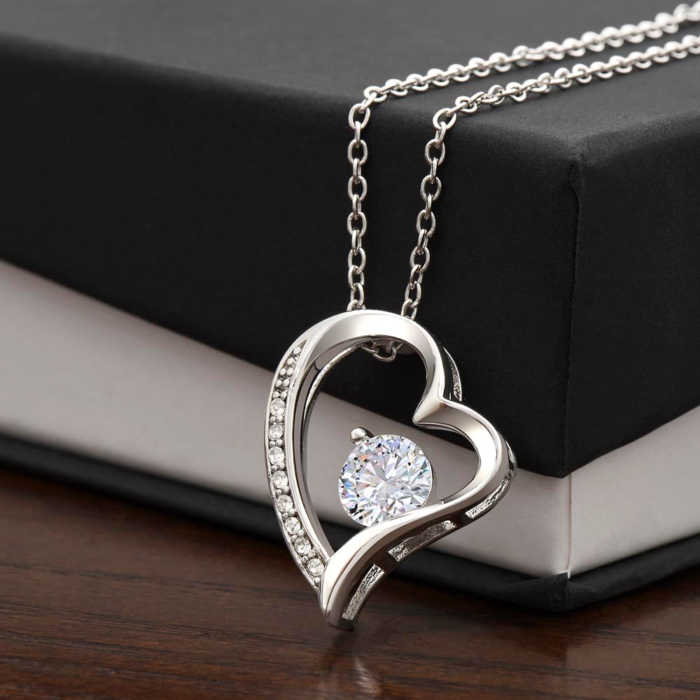 Customized Silver Heart Necklace, Pendant With Message Card, Forever love Necklace, Couple Gifts, Custom Gifts ForWife, Jewelry From Husband To wife