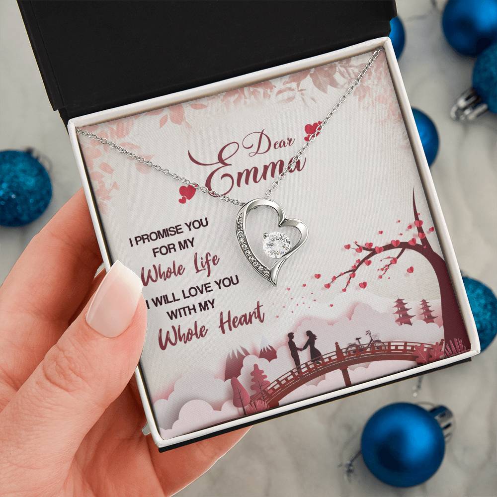 Customized Silver Heart Necklace, Pendant With Message Card, Forever love Necklace, Couple Gifts, Custom Gifts ForWife, Jewelry From Husband To wife
