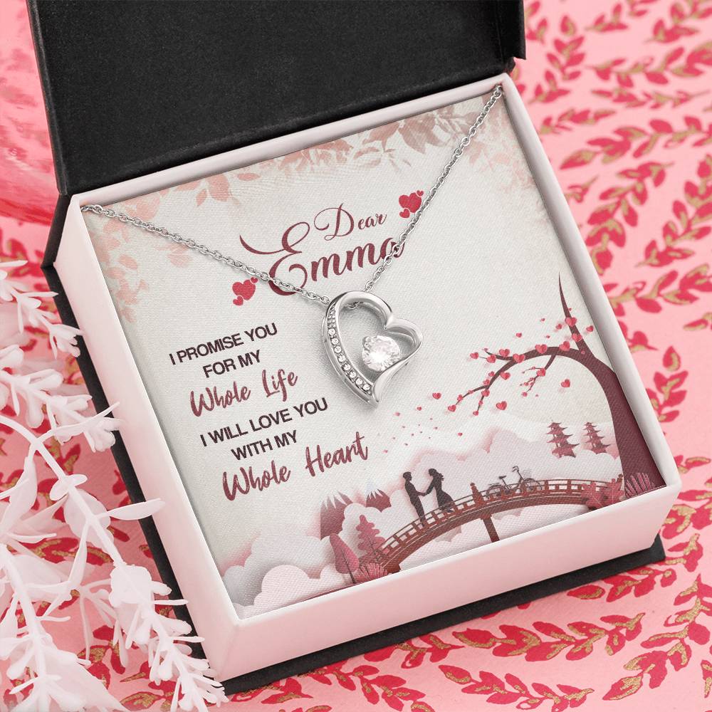 Customized Silver Heart Necklace, Pendant With Message Card, Forever love Necklace, Couple Gifts, Custom Gifts ForWife, Jewelry From Husband To wife