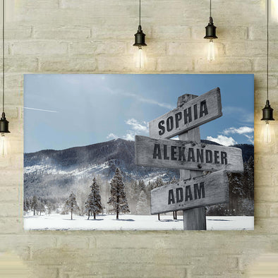 Mountains And Trees Customized Canvas With Names