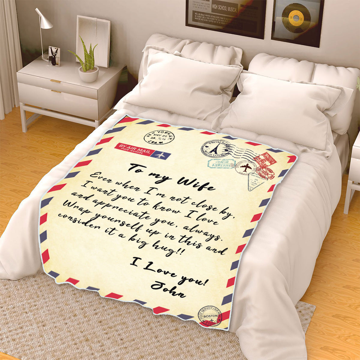 Personalized Postcard Message Blanket For Wife Celebrity Pair